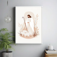 Jesus and the White Lamb in the Desert – Spiritual Poster