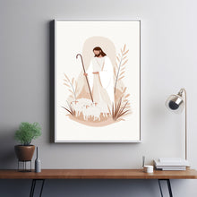 Jesus and the White Lamb in the Desert – Spiritual Poster