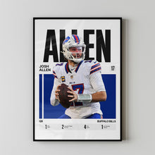 Josh Allen #17 Poster Buffalo Football Wall Art 1