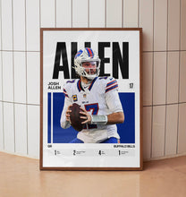Josh Allen #17 Poster Buffalo Football Wall Art 1