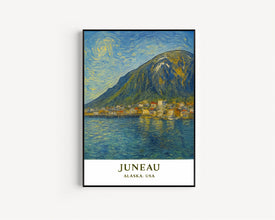 Juneau Print, Juneau Photo Poster, Juneau Travel Wall Art, Juneau Map Print, Juneau Van Gogh Style Print, Juneau Wall Décor, Alaska, USA