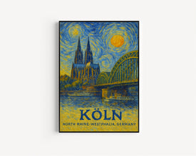 Köln Poster Print, Köln Travel Poster, Köln Van Gogh Style Wall Art, Köln, North Rhine-Westphalia, Germany