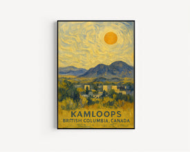 Kamloops Poster Print, Kamloops Travel Poster, Kamloops Van Gogh Style Wall Art, Kamloops, British Columbia, Canada