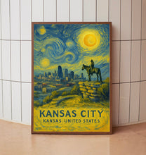 Kansas City Poster Print, Kansas City Travel Poster, Kansas City Van Gogh Style Wall Art, Kansas City, Kansas, United States