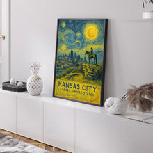 Kansas City Poster Print, Kansas City Travel Poster, Kansas City Van Gogh Style Wall Art, Kansas City, Kansas, United States