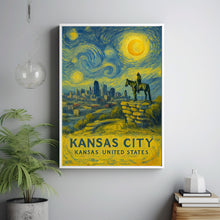 Kansas City Poster Print, Kansas City Travel Poster, Kansas City Van Gogh Style Wall Art, Kansas City, Kansas, United States