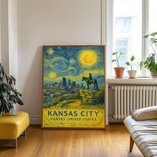 Kansas City Poster Print, Kansas City Travel Poster, Kansas City Van Gogh Style Wall Art, Kansas City, Kansas, United States