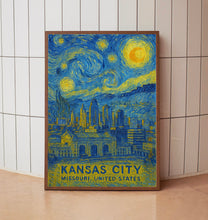 Kansas City Poster Print, Kansas City Travel Poster, Kansas City Van Gogh Style Wall Art, Kansas City, Missouri, United States