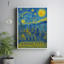 Kansas City Poster Print, Kansas City Travel Poster, Kansas City Van Gogh Style Wall Art, Kansas City, Missouri, United States