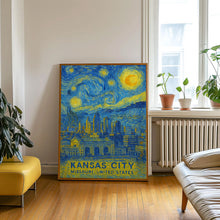 Kansas City Poster Print, Kansas City Travel Poster, Kansas City Van Gogh Style Wall Art, Kansas City, Missouri, United States