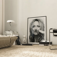 Kate Moss Print, Moustache Finger, Fashion Poster, Black and White Wall Art, Vintage Print, Photography Prints, Museum Quality Print 1606605602