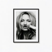 Kate Moss Print, Moustache Finger, Fashion Poster, Black and White Wall Art, Vintage Print, Photography Prints, Museum Quality Print 1606605602