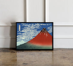 Katsushika Hokusai Red Fuji Poster, Red Fuji Print,  Japanese Art,  Vintage Poster, Katsushika Hokusai print, Horizontal print 1153852178