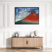 Katsushika Hokusai Red Fuji Poster, Red Fuji Print,  Japanese Art,  Vintage Poster, Katsushika Hokusai print, Horizontal print 1153852178