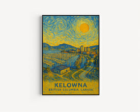 Kelowna Poster Print, Kelowna Travel Poster, Kelowna Van Gogh Style Wall Art, Kelowna, British Columbia, Canada