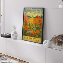 Kensington Flower Market Poster, Wall Decor, United Kingdom Floral Illustration, Botanical Gallery Wall Art, Gift For Friend, Travel Poster