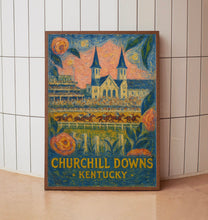 Kentucky Derby Poster, Churchill Downs Wall Art, Retro Louisville Decor, Pastel Cityscape Artwork, Kentucky Derby Wall Art