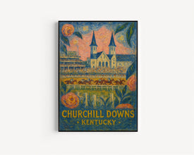 Kentucky Derby Poster, Churchill Downs Wall Art, Retro Louisville Decor, Pastel Cityscape Artwork, Kentucky Derby Wall Art