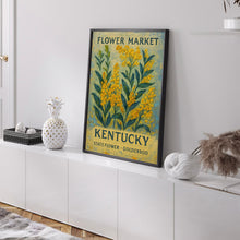 Kentucky State Flower Art Print, Goldenrod 1960_s Wall Art, Neutral Botanical Pastel, Kentucky Flower Market Artwork, C31-66