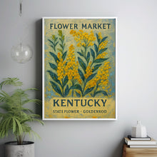 Kentucky State Flower Art Print, Goldenrod 1960_s Wall Art, Neutral Botanical Pastel, Kentucky Flower Market Artwork, C31-66