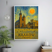 Kraków Poster Print, Kraków Travel Poster, Kraków Van Gogh Style Wall Art, Kraków, Poland