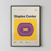 LA Lakers Poster, Los Angeles Staples Center Stadium Print, Mid Century Modern Basketba-NXPNRM