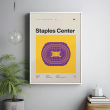 LA Lakers Poster, Los Angeles Staples Center Stadium Print, Mid Century Modern Basketba-NXPNRM
