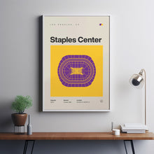 LA Lakers Poster, Los Angeles Staples Center Stadium Print, Mid Century Modern Basketba-NXPNRM