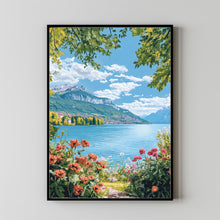 Lake Annecy Travel Poster Wall Art, Travel Print of Lake Annecy, Lake Annecy Art Lovers Gift