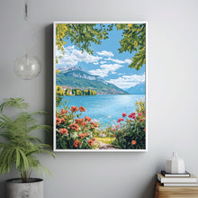 Lake Annecy Travel Poster Wall Art, Travel Print of Lake Annecy, Lake Annecy Art Lovers Gift