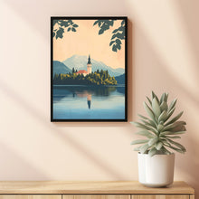 Lake Bled Travel Poster, Travel Print of Lake Bled, Slovenia, Slovenia Art, Lake Bled Gift