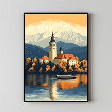 Lake Bled Travel Poster, Travel Print of Lake Bled, Slovenia, Slovenia Art, Lake Bled Gift 2