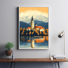 Lake Bled Travel Poster, Travel Print of Lake Bled, Slovenia, Slovenia Art, Lake Bled Gift 2