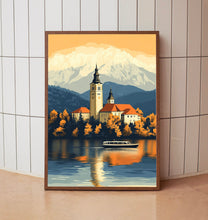 Lake Bled Travel Poster, Travel Print of Lake Bled, Slovenia, Slovenia Art, Lake Bled Gift 2
