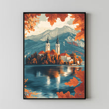 Lake Bled Travel Poster, Travel Print of Lake Bled, Slovenia, Slovenia Art, Lake Bled Gift 3