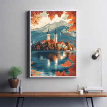 Lake Bled Travel Poster, Travel Print of Lake Bled, Slovenia, Slovenia Art, Lake Bled Gift 3