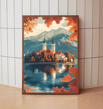 Lake Bled Travel Poster, Travel Print of Lake Bled, Slovenia, Slovenia Art, Lake Bled Gift 3