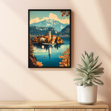 Lake Bled Travel Poster, Travel Print of Lake Bled, Slovenia, Slovenia Art, Lake Bled Gift 4