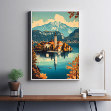 Lake Bled Travel Poster, Travel Print of Lake Bled, Slovenia, Slovenia Art, Lake Bled Gift 4