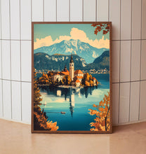 Lake Bled Travel Poster, Travel Print of Lake Bled, Slovenia, Slovenia Art, Lake Bled Gift 4