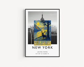 Lake District National Park Poster, Ullswater Lake, Keswick Cumbria, Retro Vintage Travel Poster, UK National Park, Windermere, Framed Print