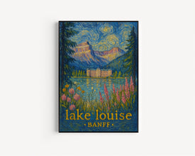 Lake Louise Banff Poster, Landscape Wall Art Canada Travel Decor for Home and Office Canadian Rockies Travel Art, Nature Inspired Home Decor