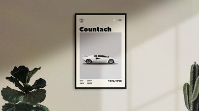 Lamborghini Countach Poster Mid-Century Car Print (Minimalist Movie Poster) 1438757817