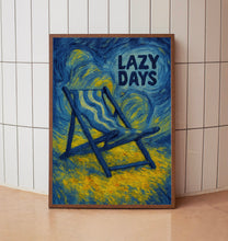 Lazy Days Summer Print, Desk Chair Poster, Retro Abstract Mid Century, Cool Laid Back Summer Art, Colourful Trendy Retro Artistic Poster