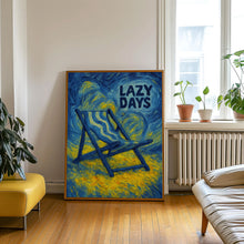 Lazy Days Summer Print, Desk Chair Poster, Retro Abstract Mid Century, Cool Laid Back Summer Art, Colourful Trendy Retro Artistic Poster