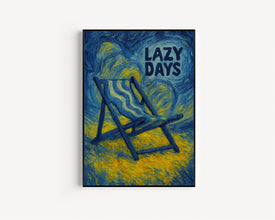 Lazy Days Summer Print, Desk Chair Poster, Retro Abstract Mid Century, Cool Laid Back Summer Art, Colourful Trendy Retro Artistic Poster