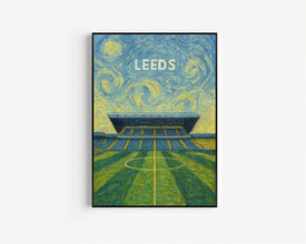 Leeds Football Stadium Contemporary Art Print of Elland Road Yorkshire Poster Illustration for Friend Soccer Supporter Dad Who Loves Leeds