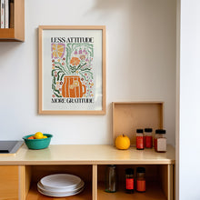 Less Attitude More Gratitude Print, Large Christian Wall Art, Boho Floral printable, Retro Flower Poster, Trendy Poster, Digital Download 1549056554
