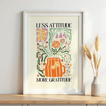Less Attitude More Gratitude Print, Large Christian Wall Art, Boho Floral printable, Retro Flower Poster, Trendy Poster, Digital Download 1549056554