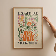 Less Attitude More Gratitude Print, Large Christian Wall Art, Boho Floral printable, Retro Flower Poster, Trendy Poster, Digital Download 1549056554